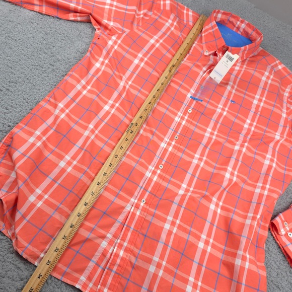 Southern Tide Hybrid Sport Shirt Quick Dry Stretch Plaid Coral XL - Picture 7 of 8